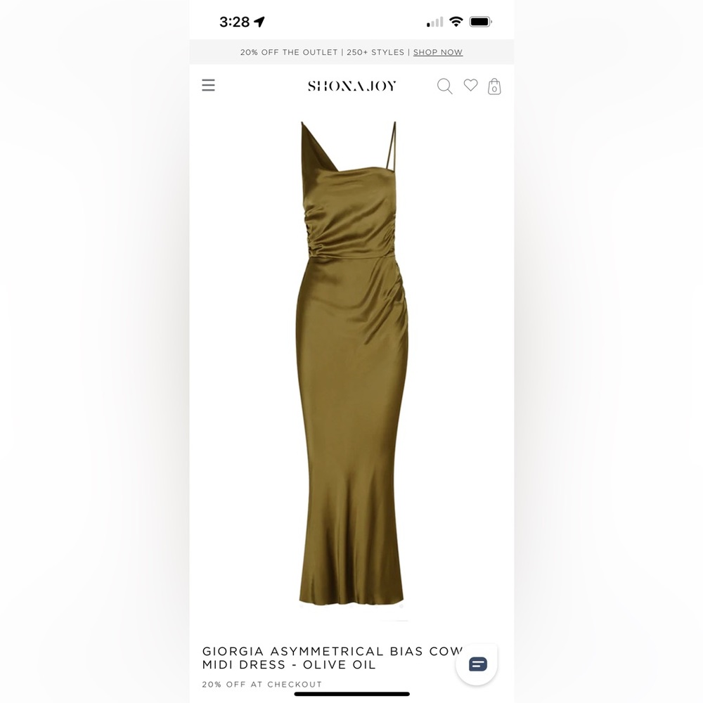 GIORGIA ASYMMETRICAL BIAS COWL MIDI DRESS - OLIVE OIL